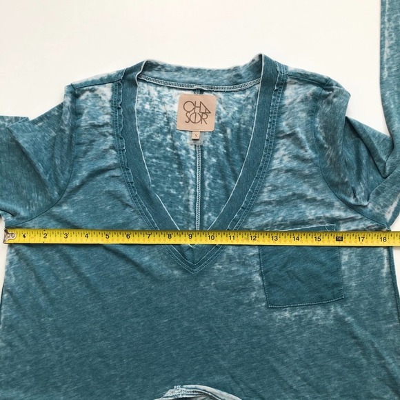 Chaser Burnout Long Sleeve Tee Teal Small - Picture 10 of 10